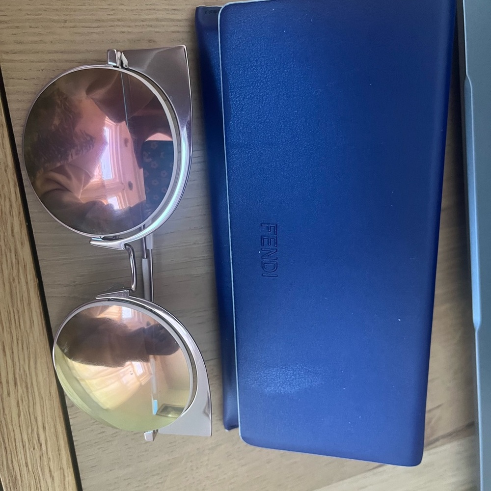 Fendi Silver Sunglasses with Blue Case